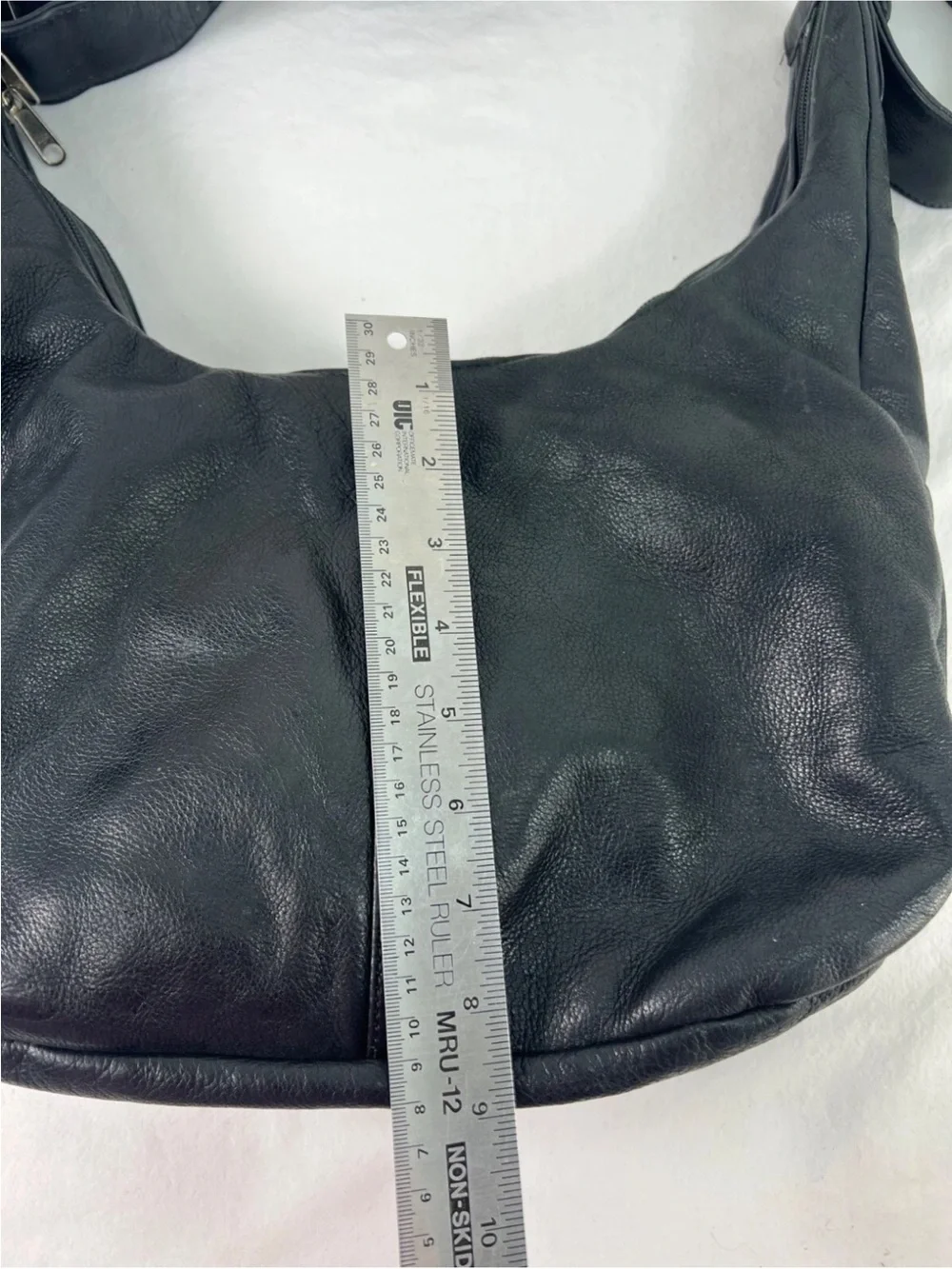 Large Coronado black Leathercanceled zipper crossbody bag